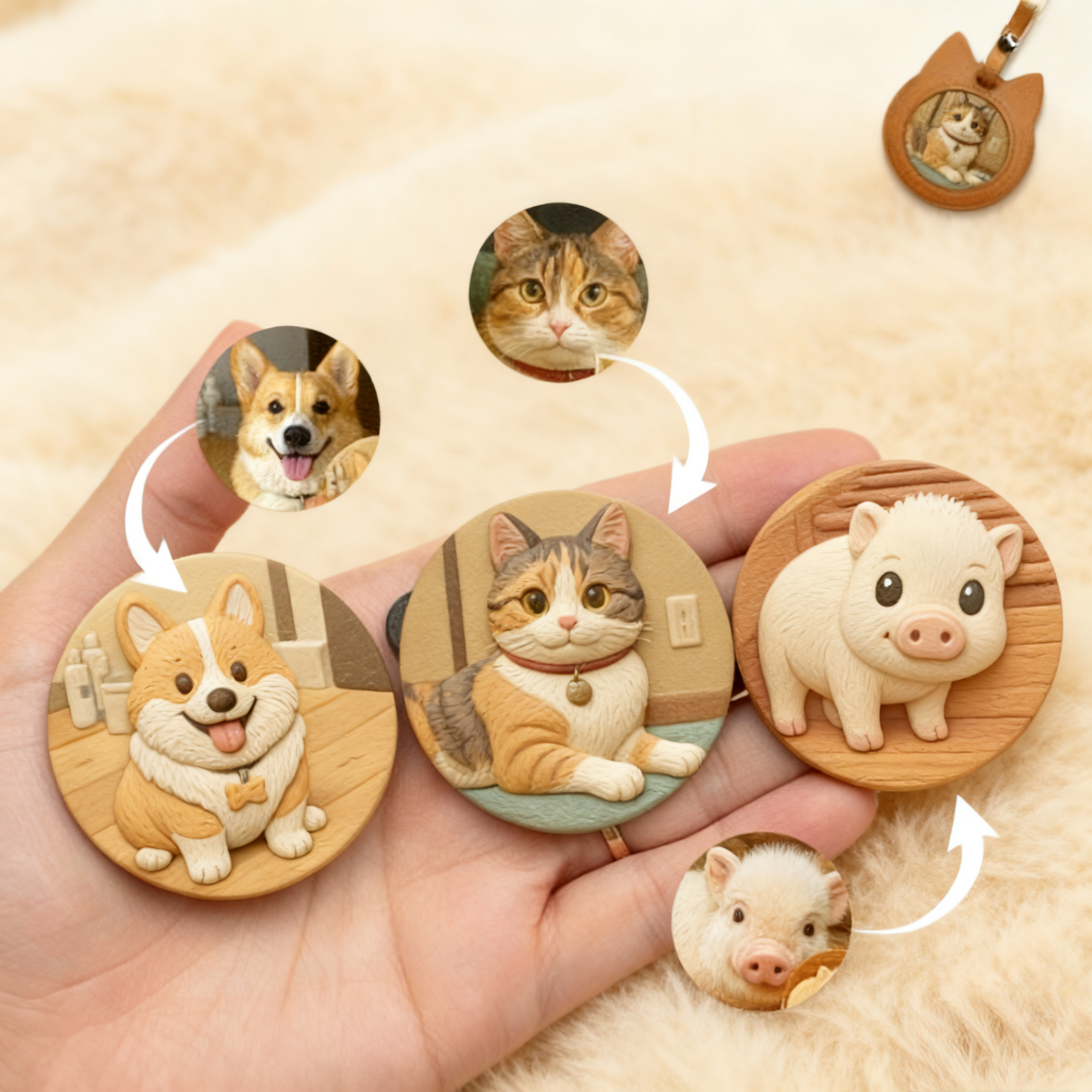 Custom 3D Pet Portrait Pendant