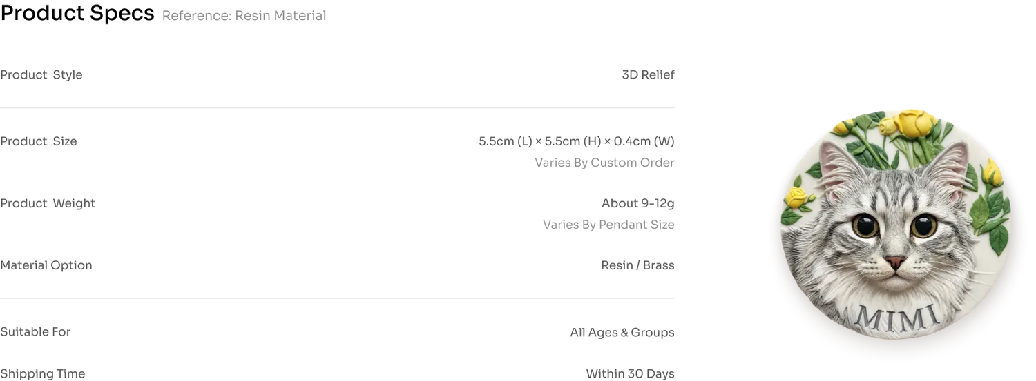 Custom 3D Pet Portrait Pendant 对比图